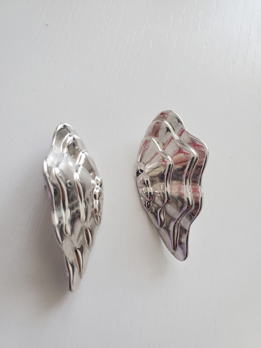 Silver Waveform Statement Earrings - Women Jewelry